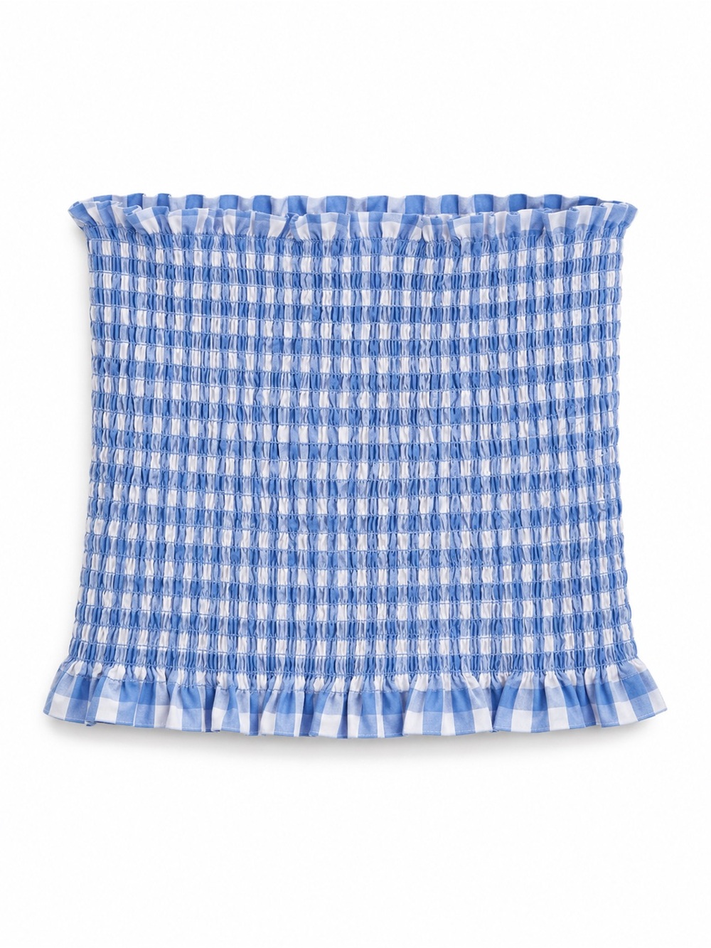 Heart Hips Blue and White Smocked Strapless Tube Top